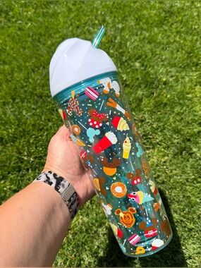 Disney Parks Exclusive Food Icons Ice Cream Tumbler Curved Straw 22 oz GUC